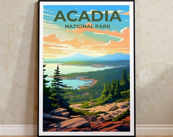 Acadia Travel Poster, Maine Wall Art, Maine Print, Acadia Poster, Forest Poster, Nature Poster, Acadia Art