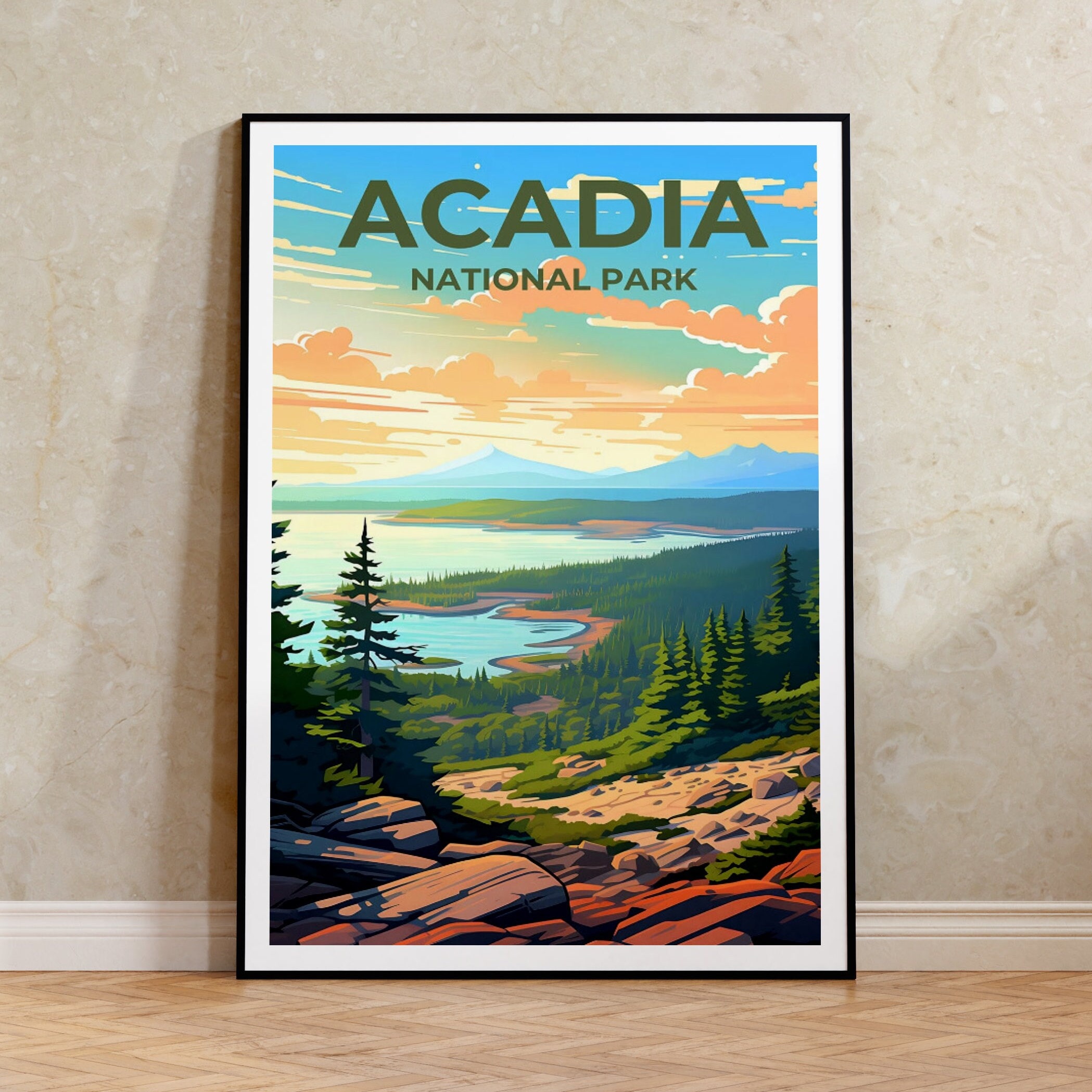 Acadia Travel Poster, Maine Wall Art, Maine Print, Acadia Poster, Forest Poster, Nature Poster, Acadia Art