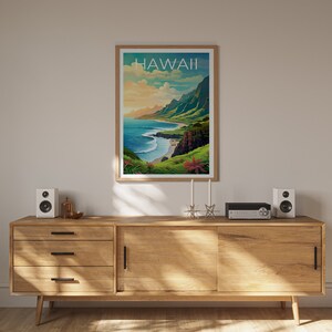 Hawaii Travel Poster, Island Wall Art, Island Print, Hawaii Poster, Island Poster, Mountain Poster, Hawaii Art image 10
