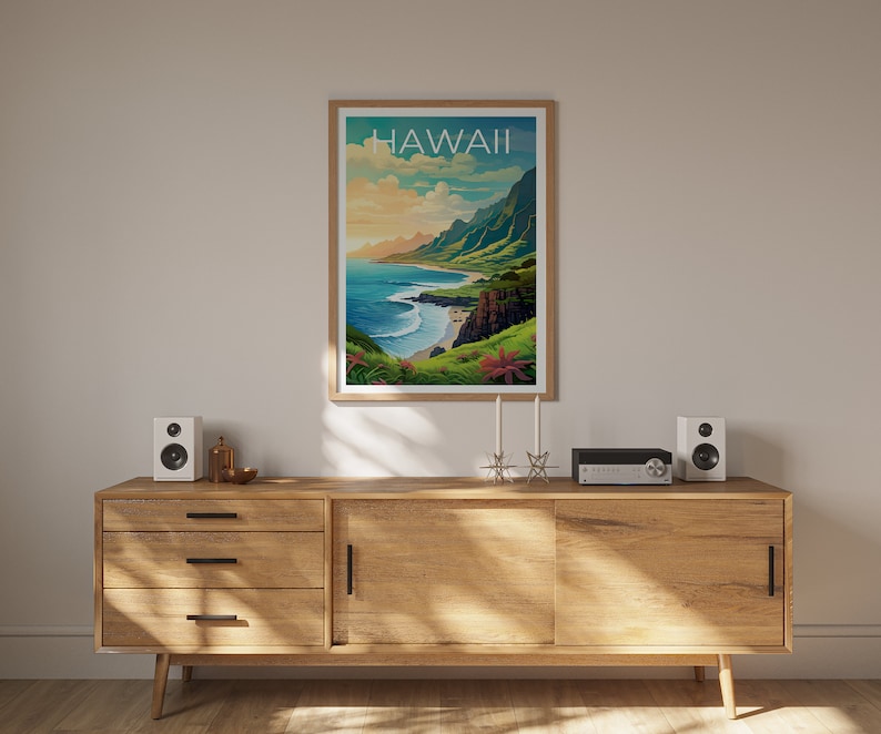 Hawaii Travel Poster, Island Wall Art, Island Print, Hawaii Poster, Island Poster, Mountain Poster, Hawaii Art image 10