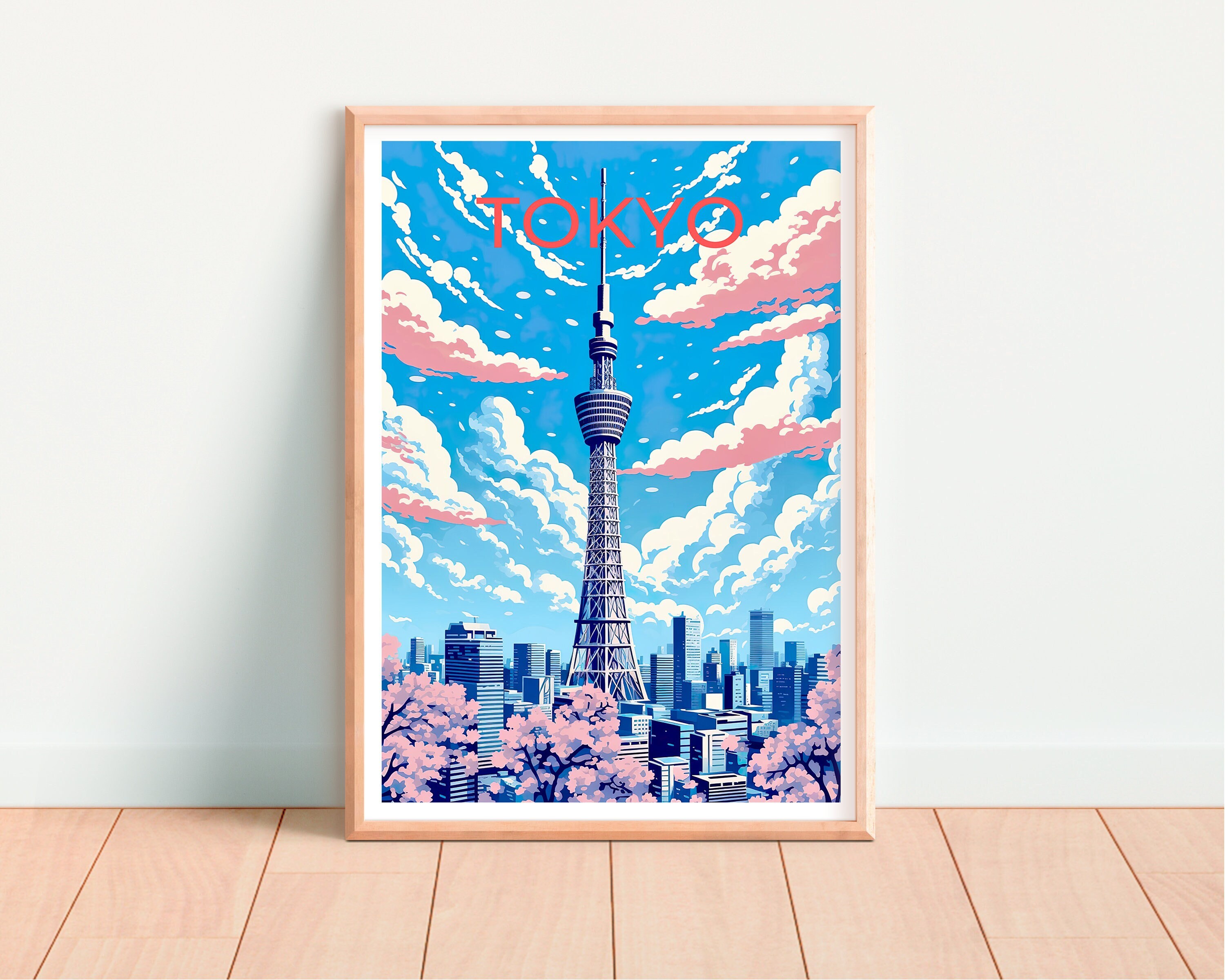 Tokyo Travel Poster, Tokyo Skytree Wall Art, Tokyo Print, Tokyo