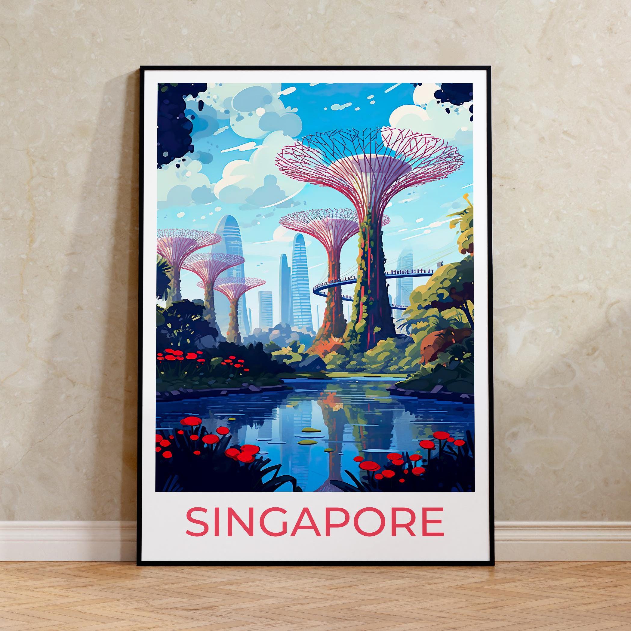 Singapore Travel Poster, Singapore Wall Art, Gardens by the Bay Print, Singapore Poster, Poster Art, Wall Decor, Supertree Grove