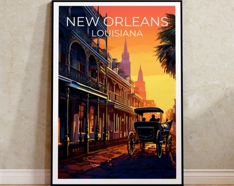 New Orleans Travel Poster, Louisiana Wall Art, Louisiana Print, New Orleans Poster, Louisiana Poster, French Quarter Poster, New Orleans Art
