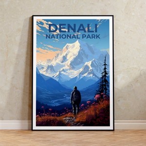 Denali National Park Poster, Denali Park Print, Alaska Art, Alaska Print, Hiking Poster, Denali Poster, Alaska Poster