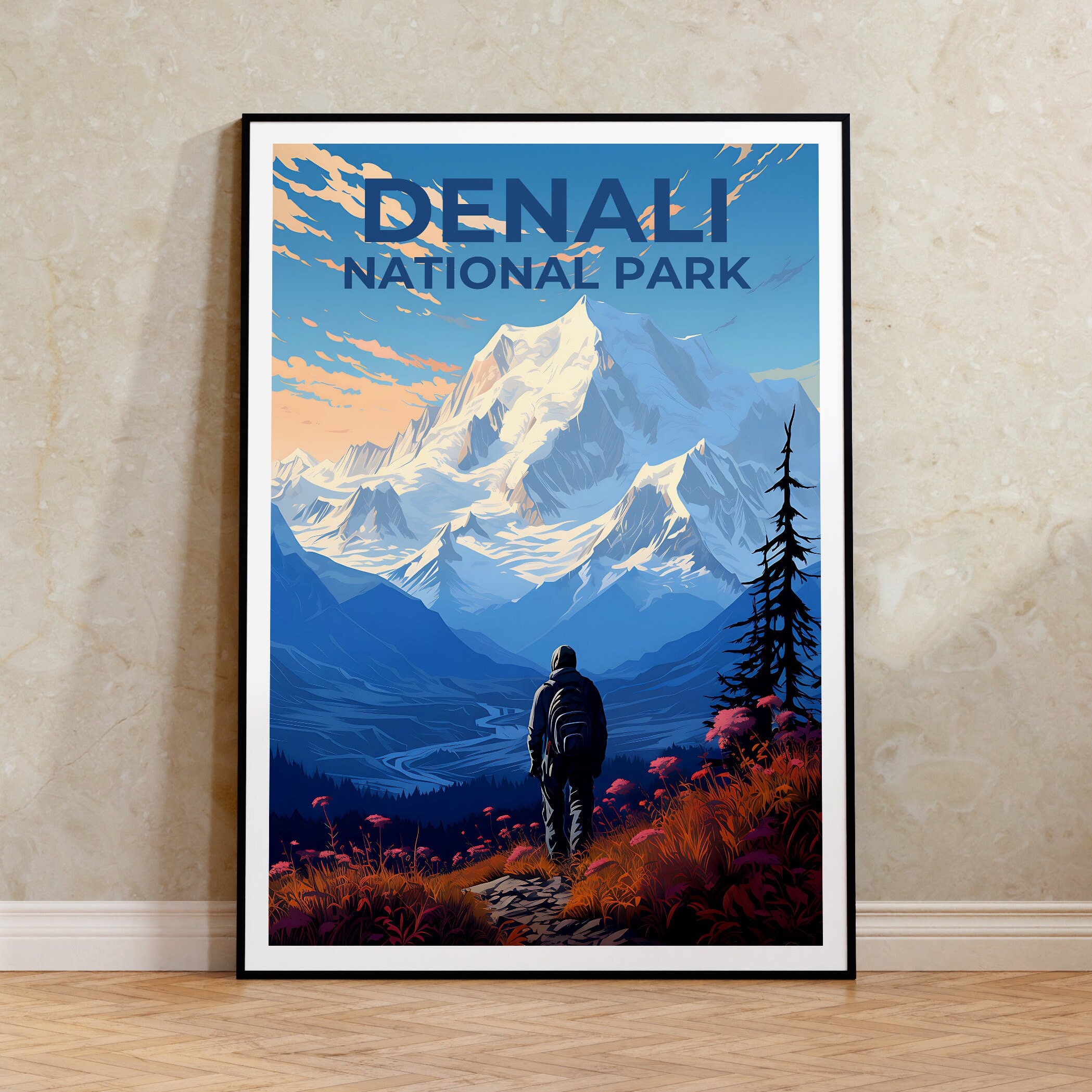 Denali National Park Poster, Denali Park Print, Alaska Art, Alaska Print, Hiking Poster, Denali Poster, Alaska Poster
