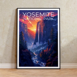 Yosemite National Park Poster, Yosemite Print, Waterfall Poster, California Poster, California Travel Poster, Yosemite Art, Yosemite Gift