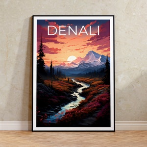 Denali Travel Poster, Alaska Wall Art, Alaska Print, Denali Poster, Mountain Poster, Nature Poster, Denali Art