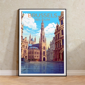 Brussels Travel Poster, Belgium Wall Art, Belgium Print, Brussels Poster, Europe Poster, City Poster, Brussels Art