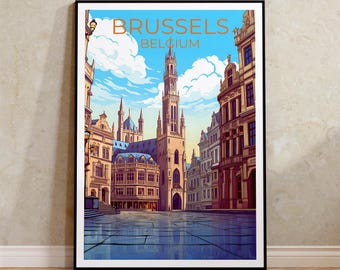 Brussels Travel Poster, Belgium Wall Art, Belgium Print, Brussels Poster, Europe Poster, City Poster, Brussels Art