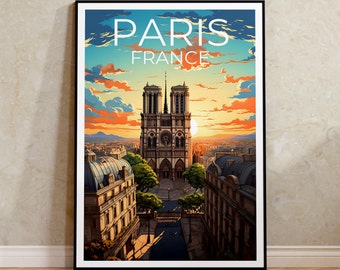 Notre-Dame Travel Poster, Paris Wall Art, Paris Print, Notre-Dame Poster, Paris Poster, Notre Dame Poster, Notre-Dame Art