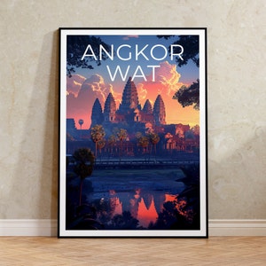 Angkor Wat Travel Poster, Cambodia Wall Art, Cambodia Print, Angkor Wat Poster, Camodia Poster, Siem Reap Poster, Angkor Wat Print