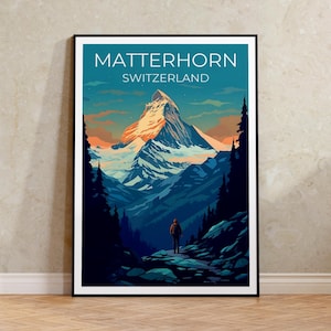 Matterhorn Travel Poster, Schweiz Wandkunst, Schweiz Print, Matterhorn Poster, Berg Poster, Natur Poster, Matterhorn Art