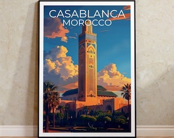 Casablanca Poster, Casablanca Print, Morocco Art, Morocco Print, Casablanca Travel Poster, Africa Poster, Middle East Poster