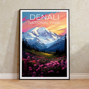 Denali National Park Poster, Denali Park Print, Alaska Art, Alaska Print, Mountain Poster, Denali Poster, Alaska Poster