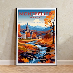 Montpelier Reiseposter, Vermont Wandkunst, Vermont Druck, Montpelier Poster, Herbst Poster, Stadt Poster, Montpelier Kunst