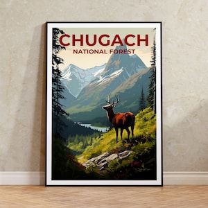 Chugach Travel Poster, Alaska Wall Art, Alaska Print, Chugach Poster, Alaska Poster, Nature Poster, Chugach Art