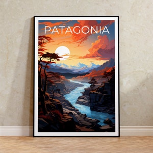 Patagonia Poster, Patagonia Print, Argentina Poster, Argentina Print, Patagonia Travel Poster, Mountain Art, Patagonia Art