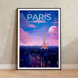 Paris Travel Poster, Eiffel Tower Wall Art, Eiffel Tower Print, Paris Poster, France Art, City Poster, Wall Decor