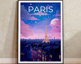 Paris Travel Poster, Eiffel Tower Wall Art, Eiffel Tower Print, Paris Poster, France Art, City Poster, Wall Decor