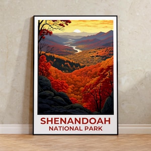 Shenandoah Poster, Virginia Druck, Wald Kunst, Berge Illustration, Shenandoah Druck, Nationalpark Geschenk, Blue Ridge, Geburtstagsgeschenk