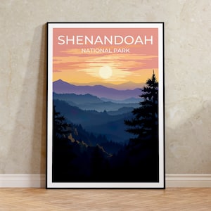 Affiche du parc national de Shenandoah, art mural Shenandoah, impression Shenandoah, affiche de voyage Shenandoah, affiche nature, affiche d'art, décoration murale