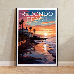 レドンド ビーチのポスター、カリフォルニアのプリント、カリフォルニアのアート、レドンド ビーチのプリント、カリフォルニアの旅行ポスター、海岸のポスター、レドンド ビーチのギフト