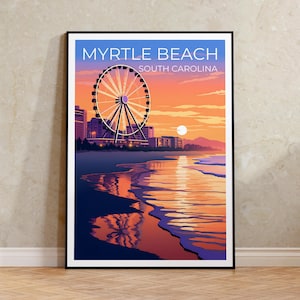 Myrtle Beach Travel Poster, South Carolina Wall Art, South Carolina Print, Myrtle Beach Poster, Vacation Poster, City Poster