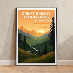 Great Smoky Mountains Poster, Bergkunst, Tennessee Print, Smoky Mountains Poster, North Carolina Poster, Natur Poster