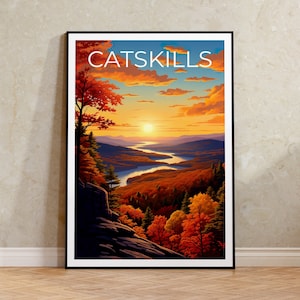 Poster di viaggio sui monti Catskill, arte murale sui monti Catskill, stampa sui monti Catskill, poster sui monti Catskill, poster di New York, poster sulle montagne, regalo sui monti Catskill