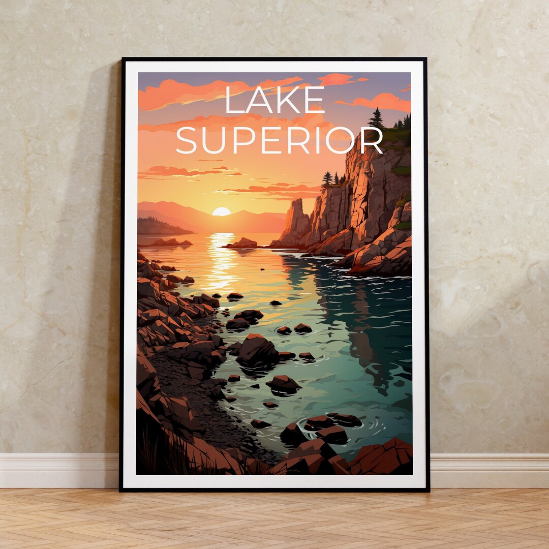 Lake Superior Poster, Lake Superior Art, Great Lakes Poster, Great