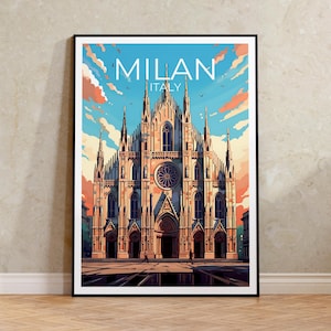 Mailand Reise Poster, Italien Wand Kunst, Mailänder Dom Druck, Mailänder Poster, Duamo Poster, Stadt Poster