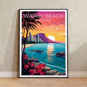Waikiki Beach Poster, Waikiki Beach Print, Honolulu Kunst, Honolulu Print, Hawaii Reise Poster, Waikiki Poster, Hawaii Print