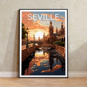 Póster de viaje de Sevilla, Arte mural de España, Impresión de España, Póster de Sevilla, Póster de España, Póster de ciudad, Arte de Sevilla