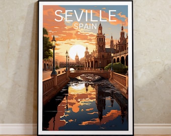 Seville Travel Poster, Spain Wall Art, Spain Print, Seville Poster, Spain Poster, City Poster, Seville Art