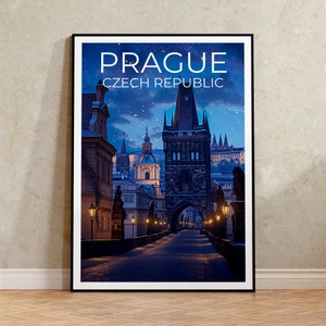 Prague Travel Poster, Czech Wall Art, Czech Print, Prague Poster, Czech Poster, Charles Bridge Poster, Prague Art