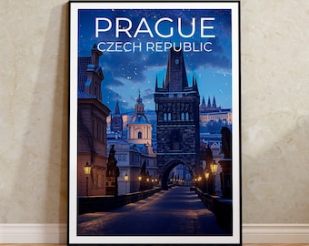 Prague Travel Poster, Czech Wall Art, Czech Print, Prague Poster, Czech Poster, Charles Bridge Poster, Prague Art