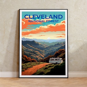 Cleveland National Forest Travel Poster, Forest Wall Art, Forest Print, California Poster, Nature Poster
