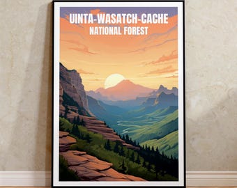 Uinta Wasatch Cache Poster - Mountain Range Print - Utah National Forest Wall Art