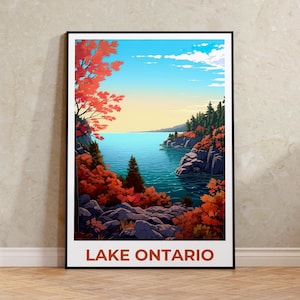 Lake Ontario Travel Print Canada Poster New York Wall Art Great Lakes Illustration Lake Ontario Poster Home Decor Birthday Gift