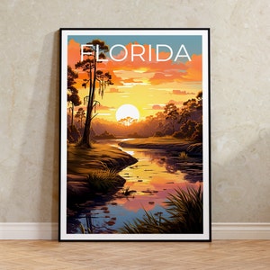 Poster di viaggio della Florida, arte murale della Florida, stampa della Florida, poster della Florida, poster delle Everglades, poster della natura, arte della Florida