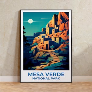 Mesa Verde National Park Poster: Colorado Cliff Dwellings Travel Print