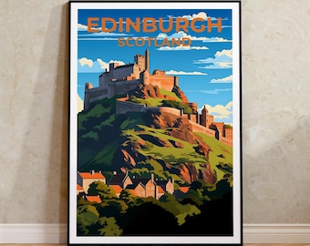 Edinburgh Travel Poster, Scotland Wall Art, Scotland Print, Edinburgh Poster, Edinburgh Castle Poster, Scotland Poster, Edinburgh Art