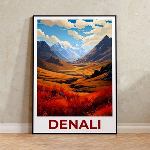 Denali National Park Poster, Denali Print, Alaska Poster, Alaska Print, Denali Travel Poster, Mountain Art, Denali Art