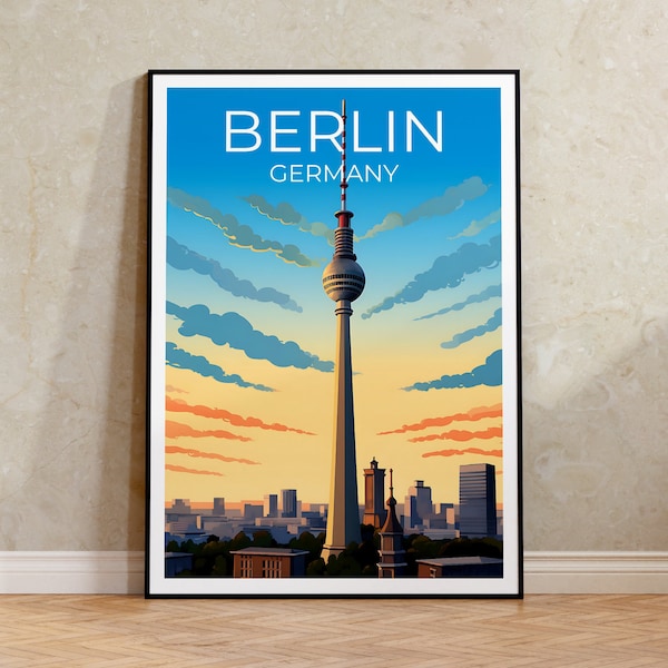 Berlin Travel Poster, Germany Wall Art, Germany Print, Berlin Poster, Berliner Fernsehturm Poster, City Poster, Berlin Art