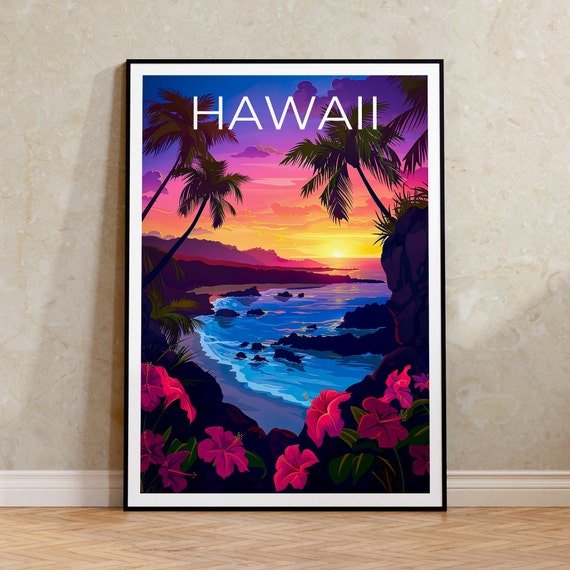 Hawaii Poster, Hawaii Print, Tropical Island Poster, Island Print, Hawaii Travel Poster, Hiking Poster, Hawaii Art
