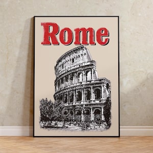 Poster di Roma, stampa di viaggio in Italia, arte europea, illustrazione del Colosseo, stampa di Roma, arte murale panoramica, arredamento per la casa, regalo di compleanno