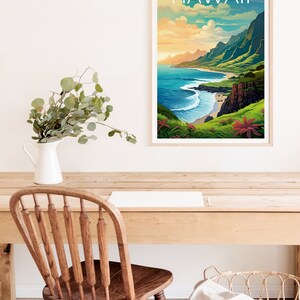 Hawaii Travel Poster, Island Wall Art, Island Print, Hawaii Poster, Island Poster, Mountain Poster, Hawaii Art image 11