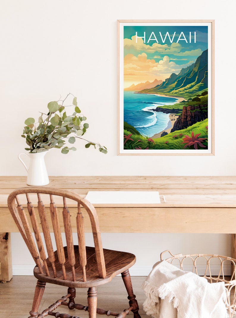 Hawaii Travel Poster, Island Wall Art, Island Print, Hawaii Poster, Island Poster, Mountain Poster, Hawaii Art image 11