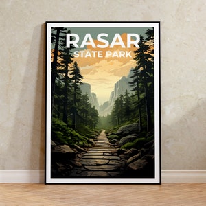 Póster de viaje del Parque Rasar, Arte mural del estado de Washington, Impresión del estado de Washington, Póster de Rasar, Póster del estado de Washington, Póster del parque