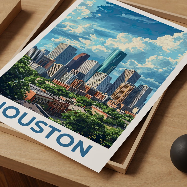 Houston Travel Poster, Texas Wall Art, Texas Print, Houston Poster